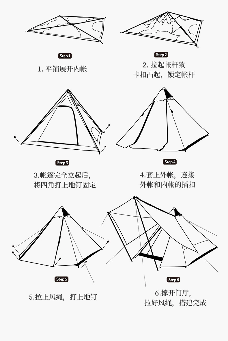 Cheap Goat Tents  2022 New Outdoor Camping Pyramid Four sided Automatic Tent One piece Tent Pole Five sided Breathable Tent Sun Tent   